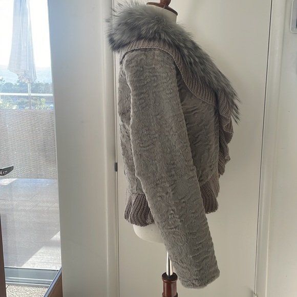 Grey Fur Knit Designer Jacket - Picture 3 of 10